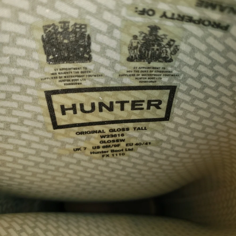 Hunter Original Gloss Tall Boots light blue well used worn with FLAWS SEE PHOTOS